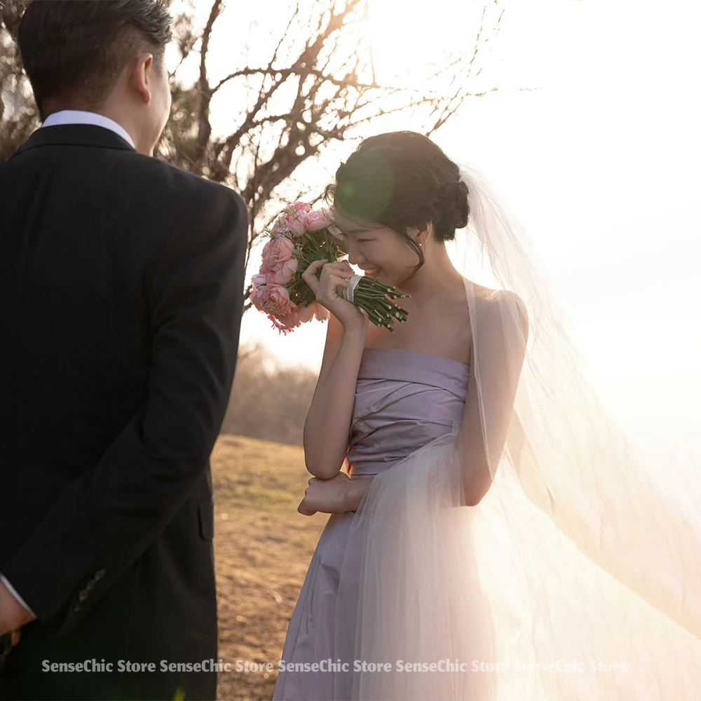 Strapless Weddings Dresses Detachable Sleeves Simple ドレス ウェディング Satin A-Line Reception Dresses for Bride Customized