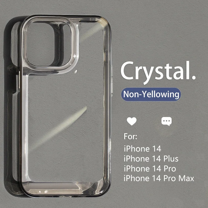 Luxury Transparent Shockproof Armor Case for iPhone 16 15 14 13 12 11 Pro X XR XS Max Plus Clear Bumper Hard Acrylic Cover