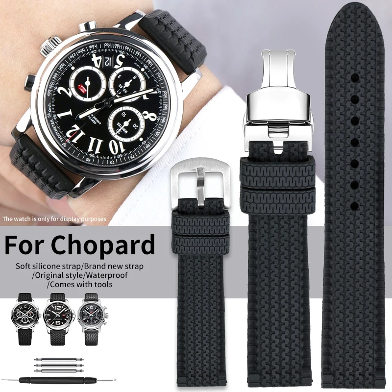 Correa de reloj de goma de alta calidad para reloj de silicona original Chopard MILLE MIGLIA CLASSIC CHRONOGRAPH 168 para hombre