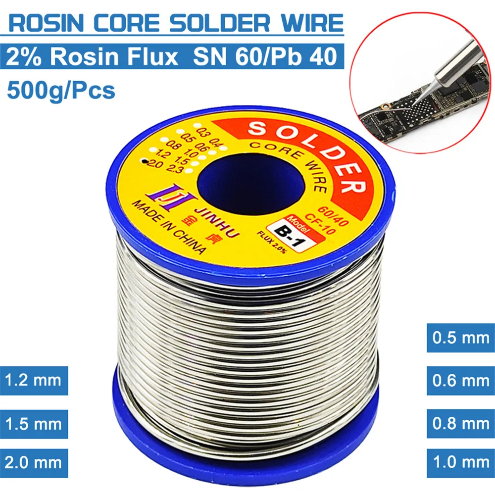 500g CF-10 Solder Wire Tin 0.5/0.6/0.8/1.0/1.2/1.5/2.0mm Roll Clean Rosin Welding Core Soldering Wire Flux Reel Tube