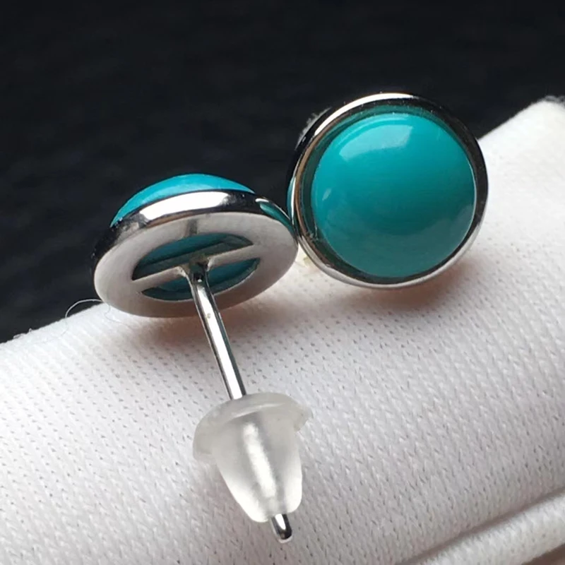 CSJ Genuine Natural Turquoise Earrings Sterling 925 Silver  for Women Party Birthday Christmas Jewelry Gift