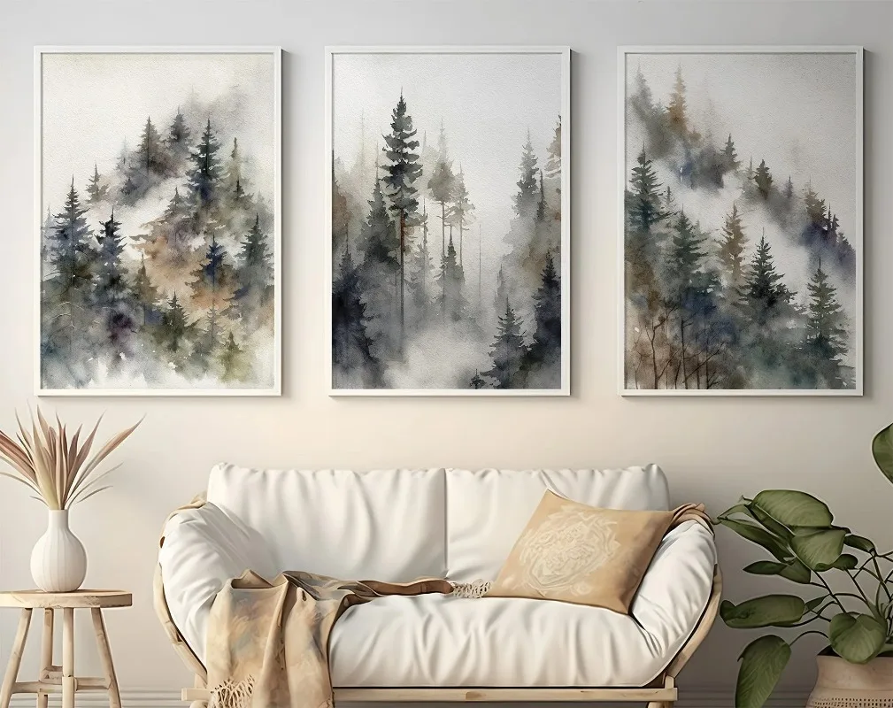 Vintage House Tree Sketch Antique Drawing Posters and Prints Canvas Printing Wall Art Picture for Living Room Home Decor Gifts