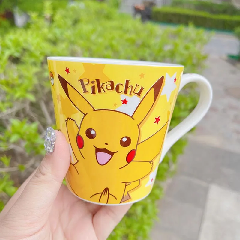 Taza de cerámica con estampado de dibujos animados de Pokémon, figura de Anime Pikachu Eeveelution, taza de agua con bonito patrón, taza de leche para niños, taza de café de cerámica