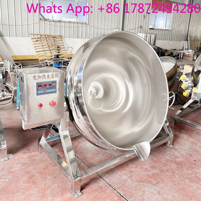 Double Jacket Cooking Pot, Automatic Sauce Soup Simmering Wok for Chili Sauce, Milk Boiling and Food Processing
