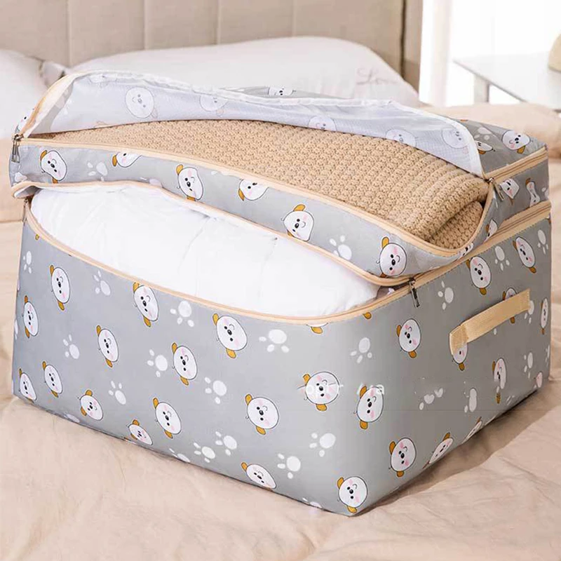 Bolsa de almacenamiento plegable de 2 capas, organizador de ropa, sábanas, colcha, almohada, armario, a prueba de agua, gran capacidad, Jeans, suéter