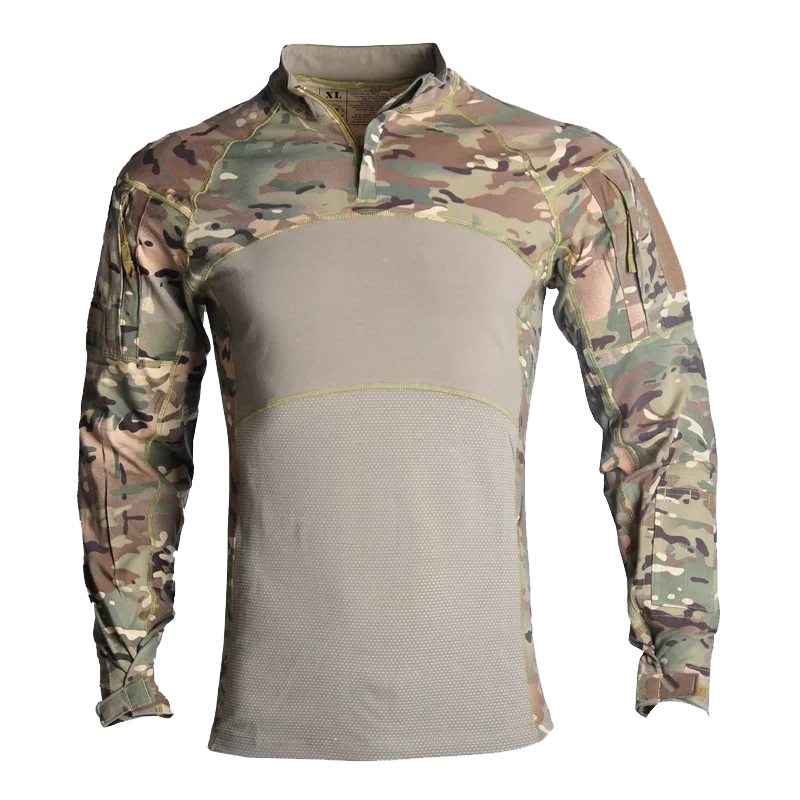 Men's Outdoor Hunting Tactical Shirts Zipper Tee Slim Fit Shirt Man Long Sleeve T-shirt Clothes