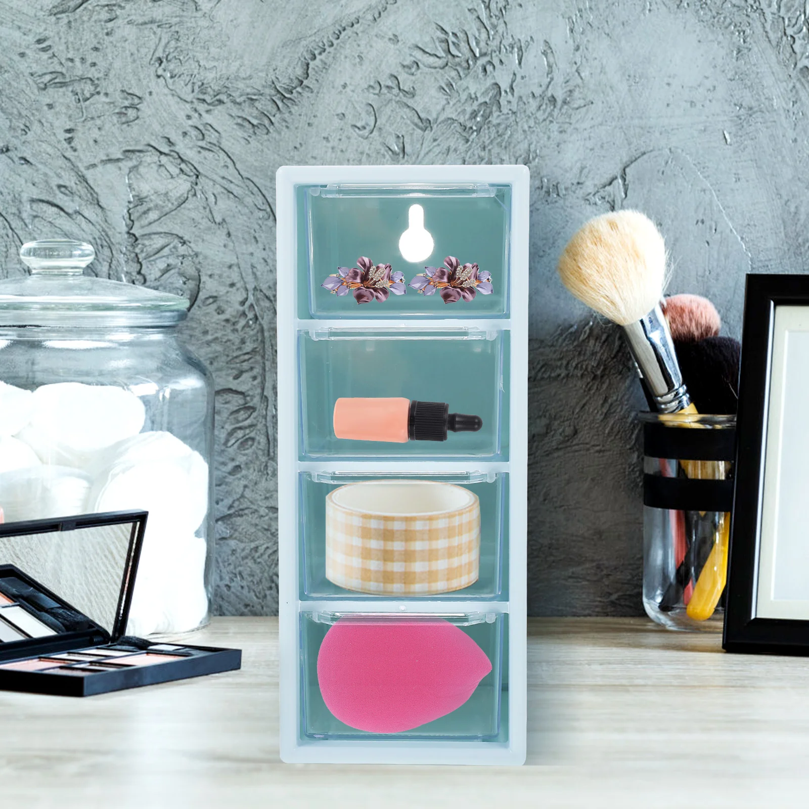 

1pc Drawer Storage Box Multi-Layer Transparent Plastic Organizer for Keys Lipsticks Jewelry Dormitory Supplies Cosmetics Case