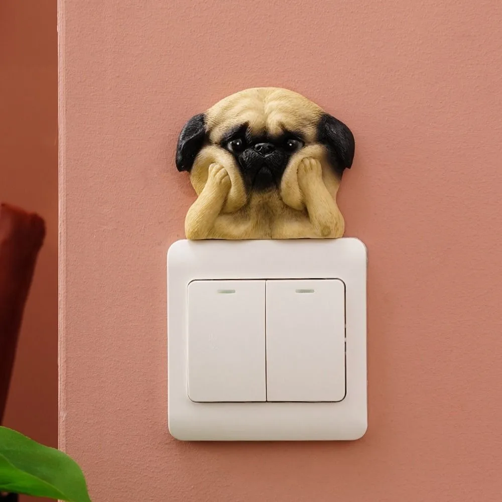 Switch Decor Self-Adhesive 3D Dog Wall Decals Resin Cute Socket Sticker Funny Decorations Switch Accessories Kids Room