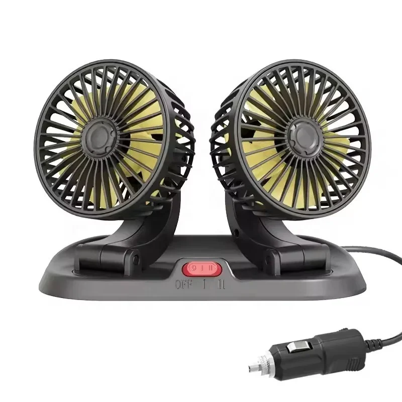 2024 Upgraded Universal Car Cooling Fan - Mini Dual Head Adjustable Electric Fan, Compatible with 5V/12V/24V