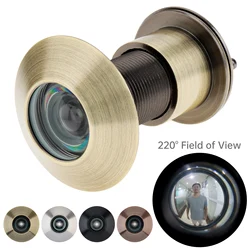 1 Piece Solid Brass 220 Degree Door Viewer Peephole HD Optical Glass Lens Peep Holes for 1.61inch to 2.08inch Door Thickness