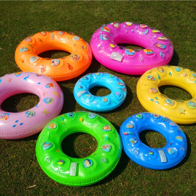 

Summer Children's Swimming Pool Water Accessories Fluorescent Crystal Ring Solid Color Inflatable Adult Thickened Double Air Bag