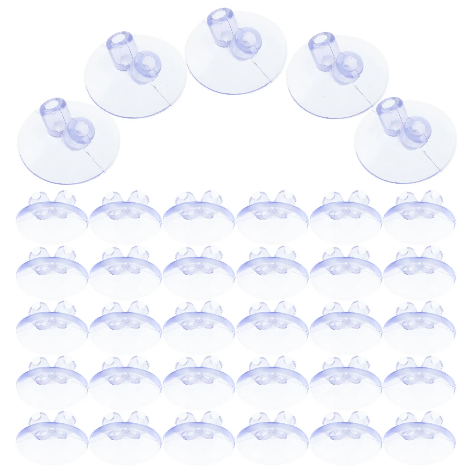 100 Pcs 35mm Transparent Suction Cups Double Hole Flagpole Holder Strong Grip Glass Desk Office Libraries Storage
