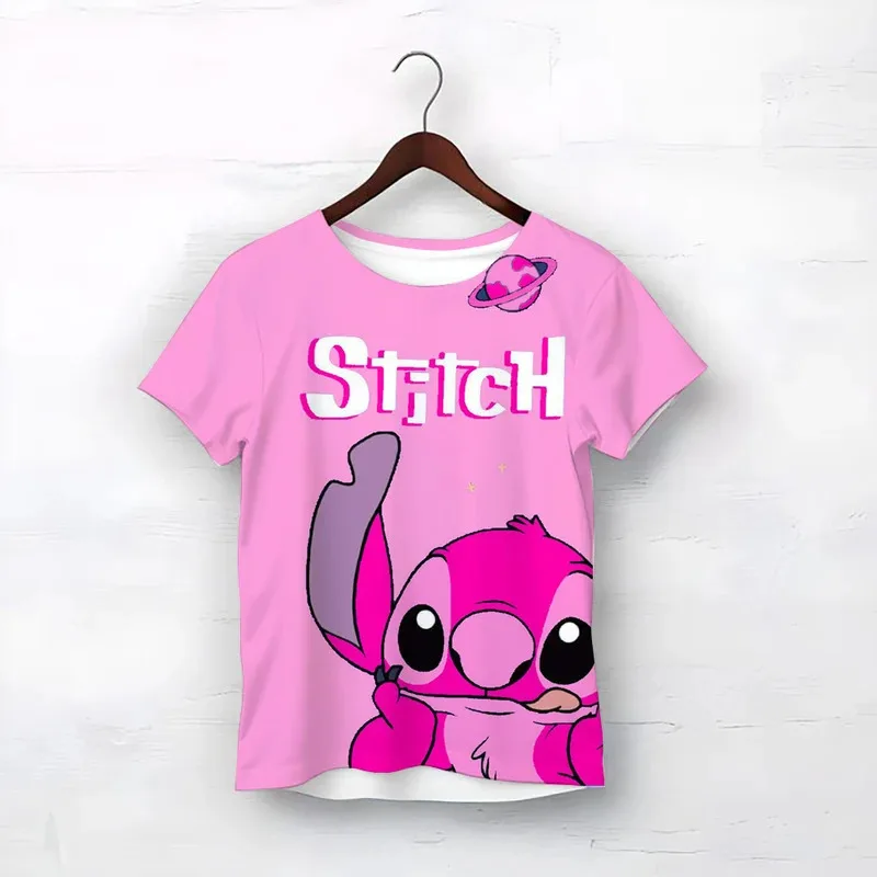 

3-14y kids Disney Stitch short sleeve girl T-shirt children sporty t-shirts boyfriend casual clothes girls O neck shirt daily to