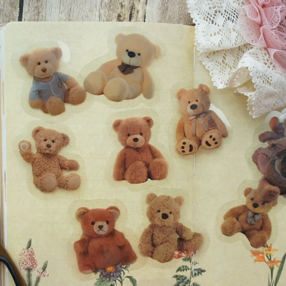 38pcs MIX Size Brown Bear Doll Style PVC Sticker Scrapbooking DIY Gift Packing Label Decoration Tag