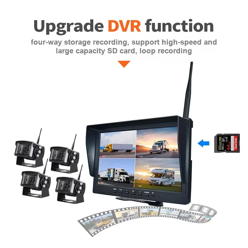 

10 Inch 2.4G Wireless Backup Camera System for Truck Trailer RV -Waterproof Night Vision with Parking Guidance & Wide View Angle