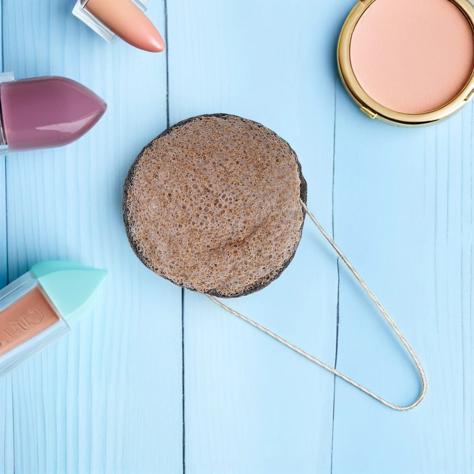

3pcs Dual Sided Konjac Face Sponge Bamboo Charcoal Exfoliating Pads Deep Cleansing Reusable Skincare Makeup Remover For All