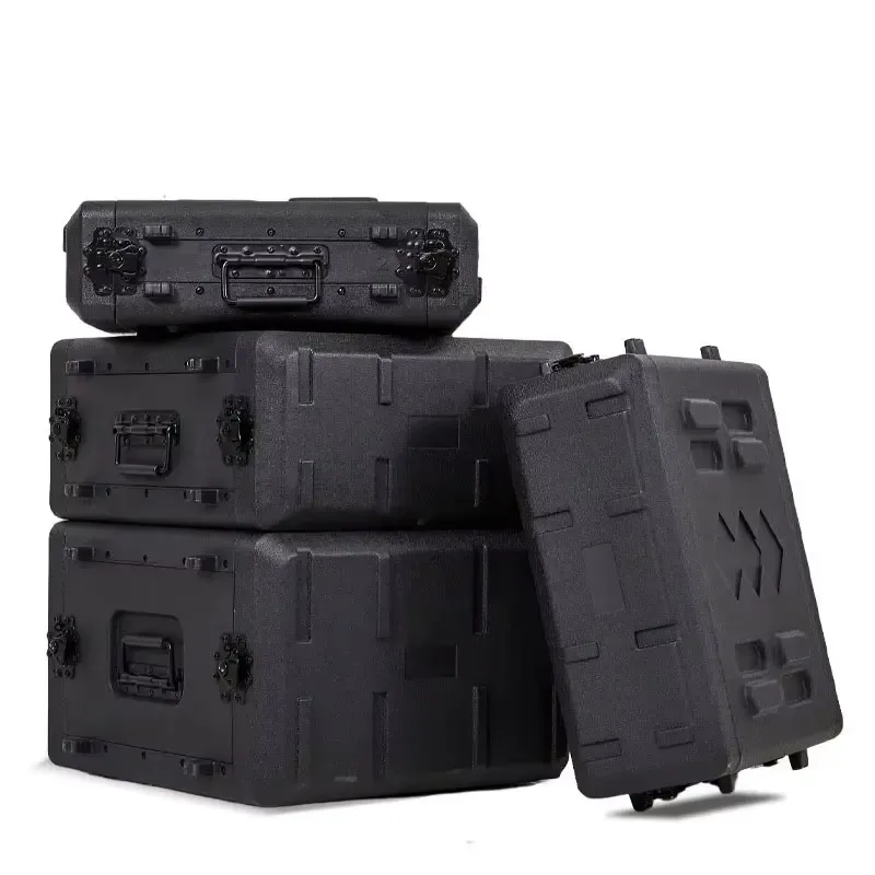 Custom 19-Inch Portable 2U 3U 4U 6U Hard Plastic Wireless Microphone Flight Case Shockproof Black PE Flight Case Dj Turntable