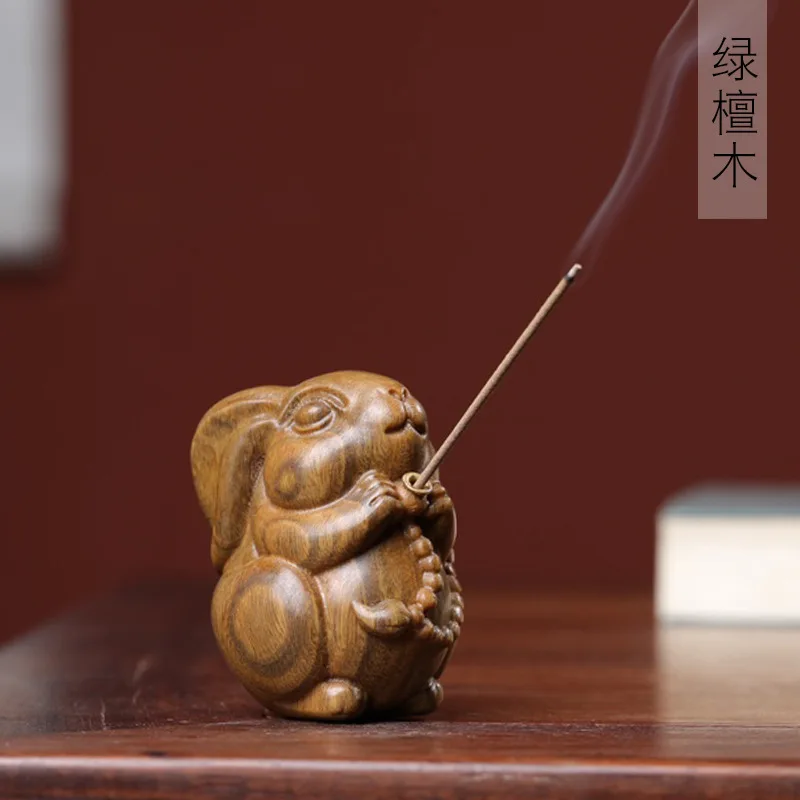 

Green Sandalwood Carving Wish Rabbit Model Incense Holder Ornaments Decorations Specifications About 5 Home Study Living Room Th