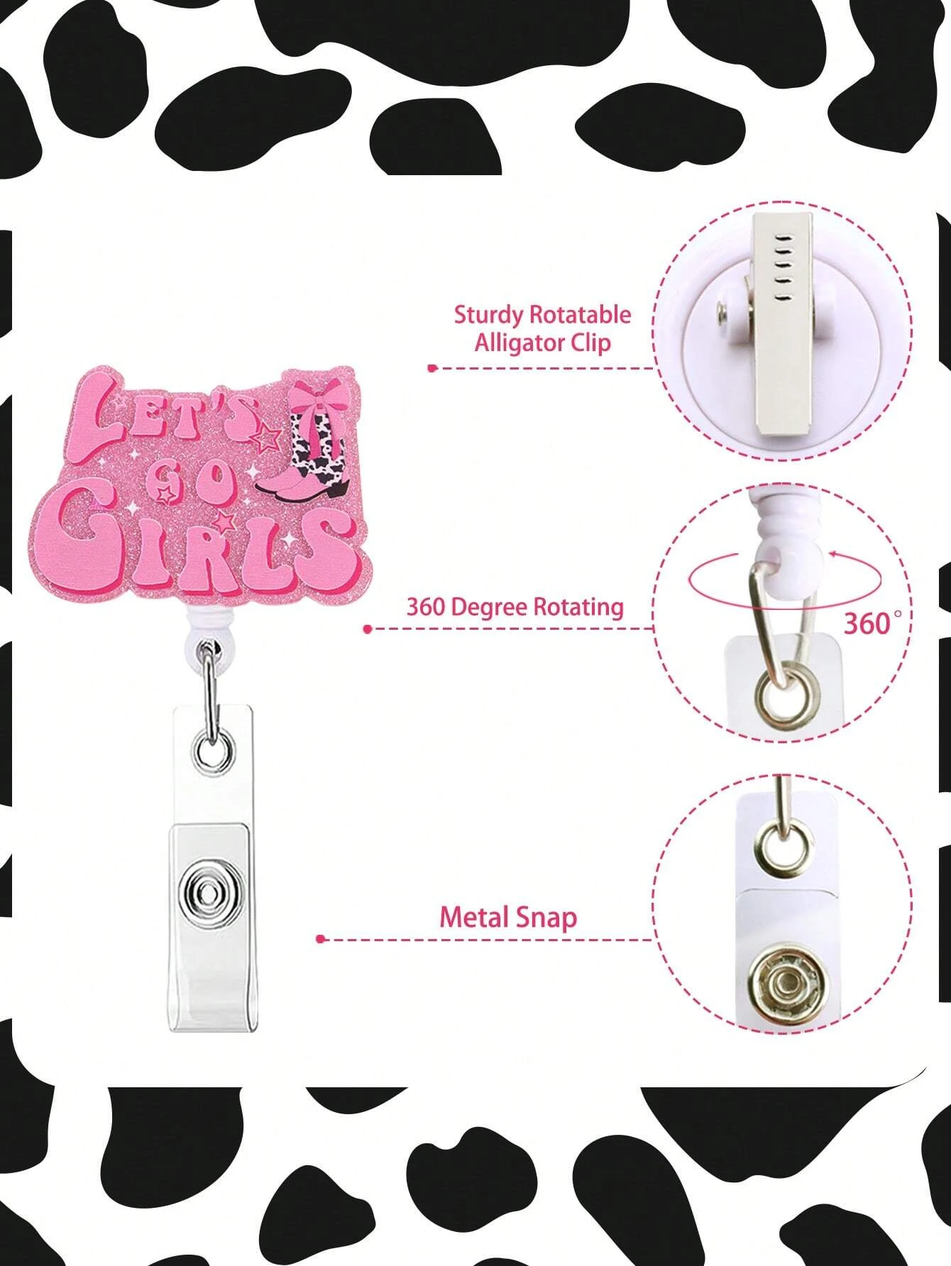 ワニ口クリップ付き格納式バッジホルダー,ワニ口クリップ付き格納式バッジホルダー,ブラウン,ヤク,看護師,教師,学生,医師,1個