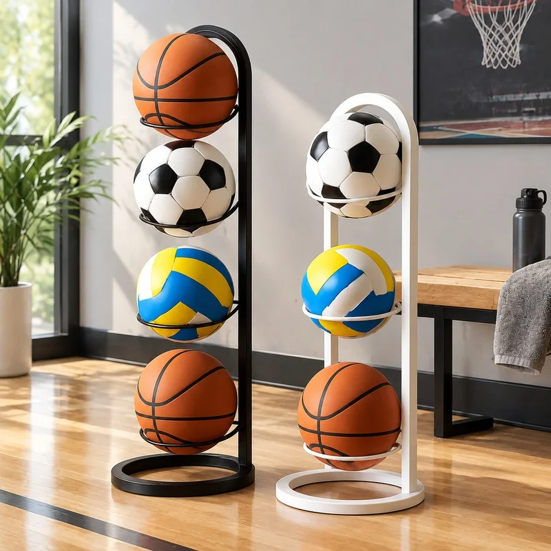 Heavy-Duty Indoor Metal Storage Shelf with 2-5 Levels for Basketball, Football, and Volleyball Organization