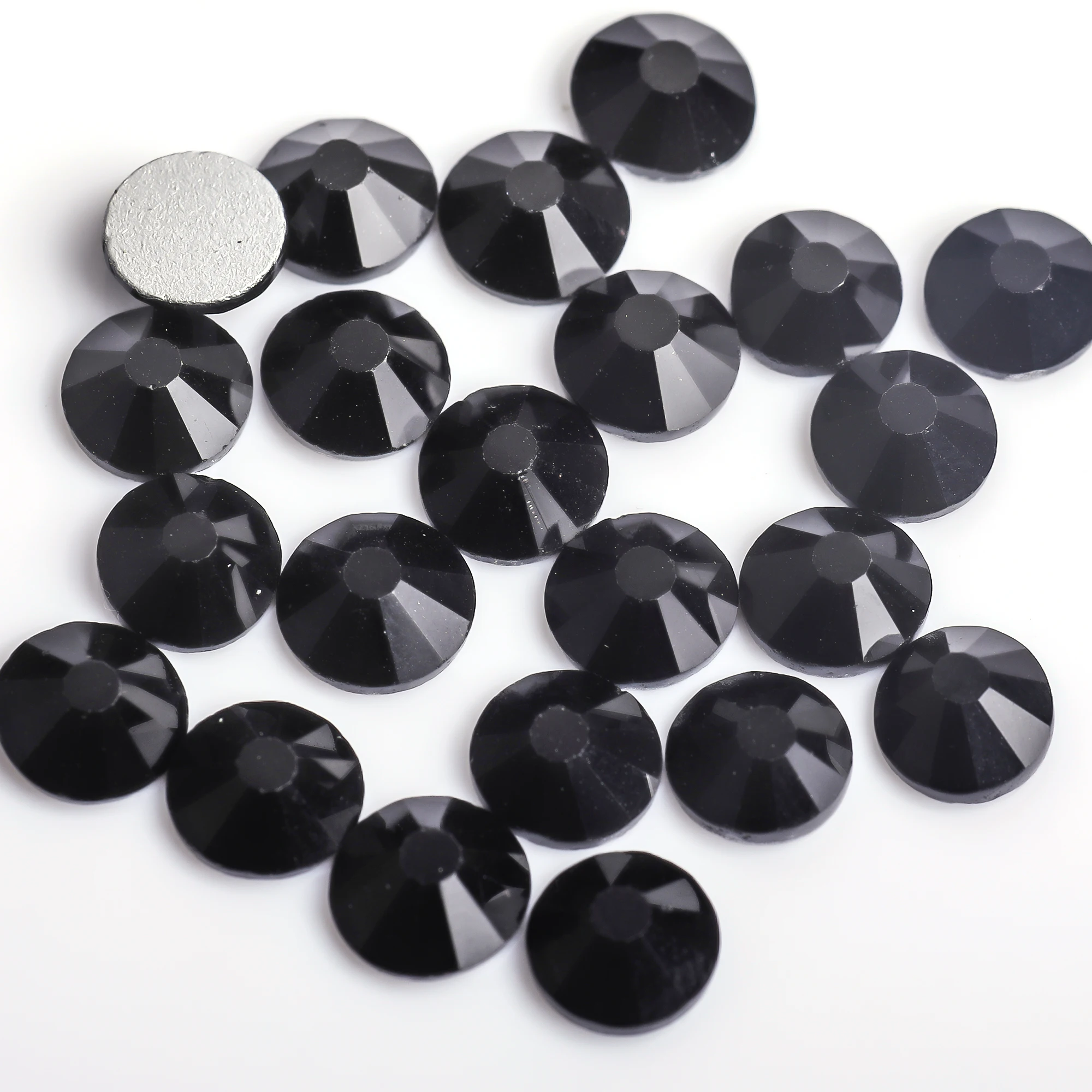 Black Glass 3D Nail Art Rhinestones ss3 ss4 ss5 ss6 ss8 ss10 ss12 ss16 ss20 ss30 ss34 Crystal Nail Art Rhinestones