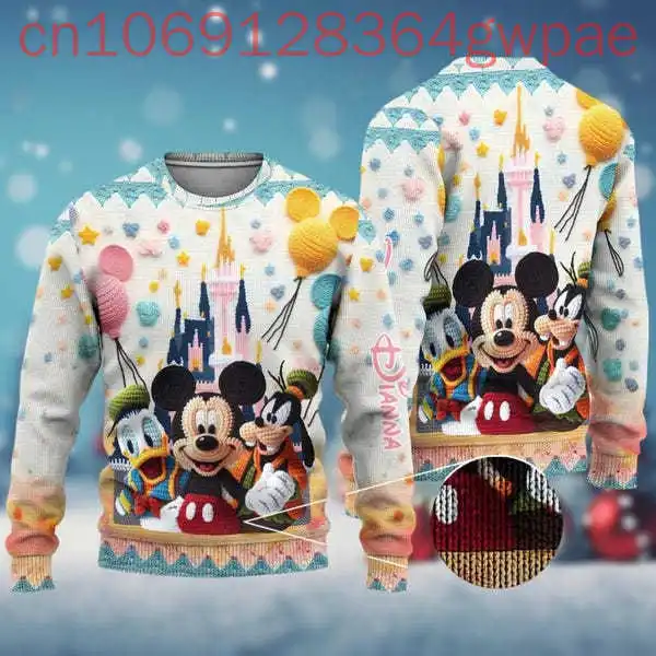 Disney Mickey Donald Duck Goofy Ugly Men and Women Sweater Custom Christmas Castle Sweater Magic Kingdom Family Trip Xmas Gift