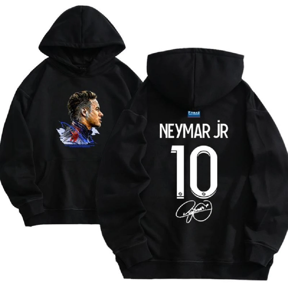 

Winter Cotton Fan Sweatshirt Men Hooded Warm Soccer Signature Jersey Loose Paris Neymar Tops Street Harajuku Y2K Jacket Tops