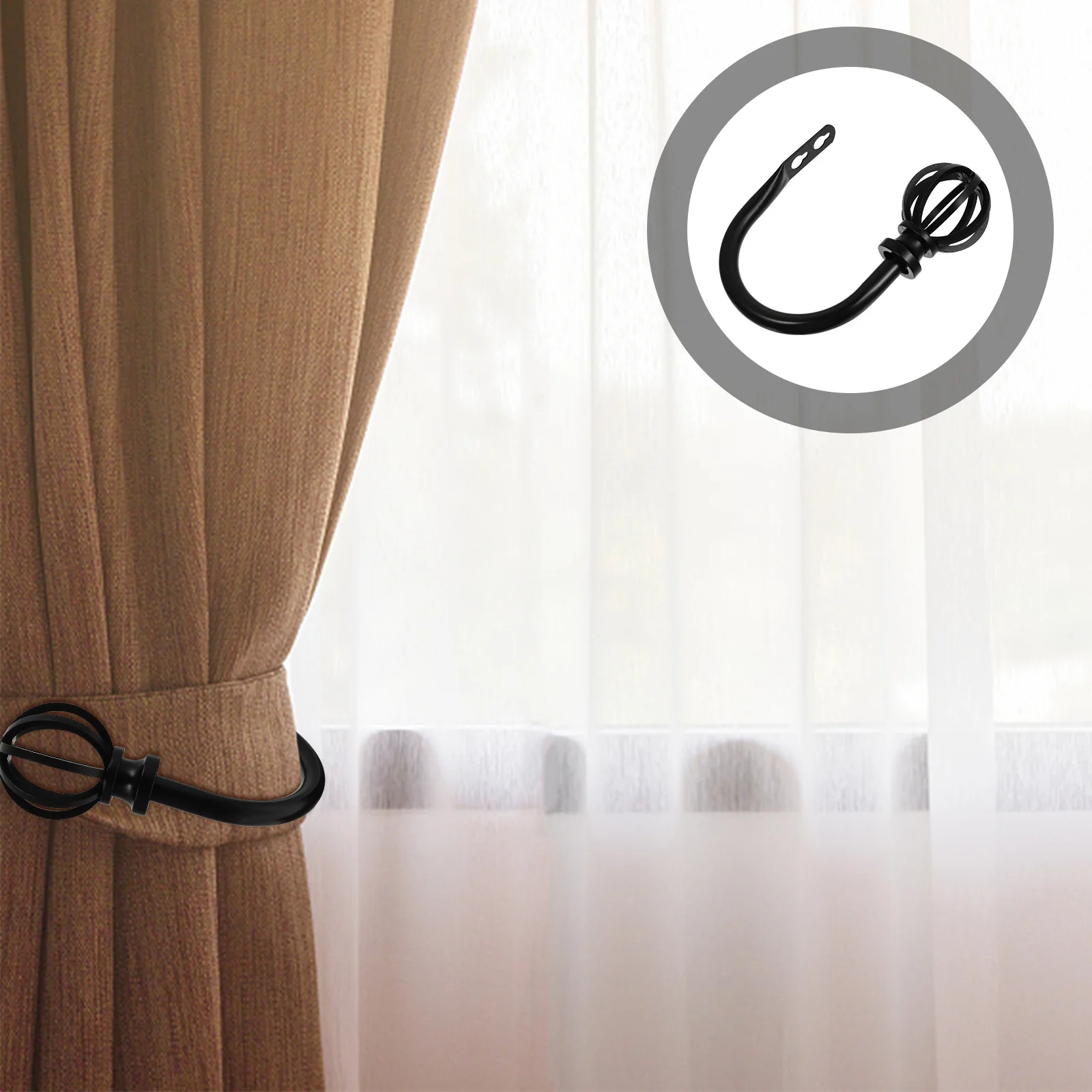 

2Pcs Curtain Wall Hooks Iron Tiebacks Decorative Holders Strong Curtain Holders for Home Office Household Hooks