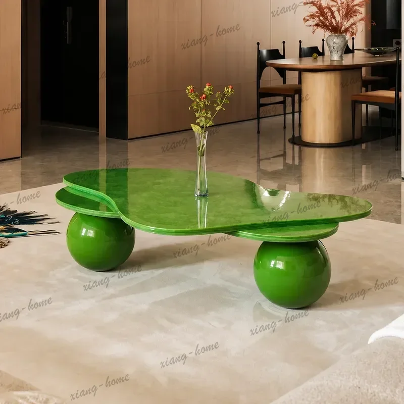 PG Fiberglass Coffee Table Irregular Painting Art Design for Living Room Home Villa Model Room Decor