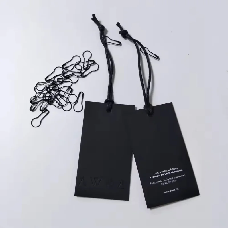 Custom..pieces.Customized Clothing Hanging Kraft Paper Embossed Design with Logo Garments and Accessories