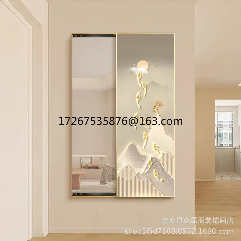 

Nine fish fortune push-pull painting full-body mirror makeup mirror hidden bedroom mirror