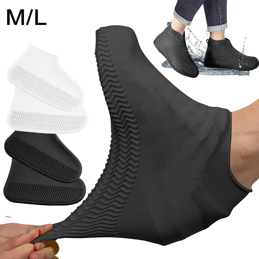 Reusable Waterproof Rain Shoes Covers Silicone Outdoor Rain Boot Overshoes Walking Shoes Accessories Reusable Shoe Cover 1Pair