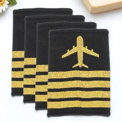 2 pares de dragonas de aviação pretas, placas de ombro piloto, uniforme de capitão, crachá de avião, durabilidade, conforto selecionado