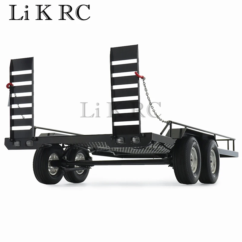 1/10 Dual Axle Metal Truck Trailer for RC Crawler SCX10 II III 90046 TRX4 TRX6 TF2 D90 CC01 RGT 86100 Redcat GEN8 YIKONG 4082