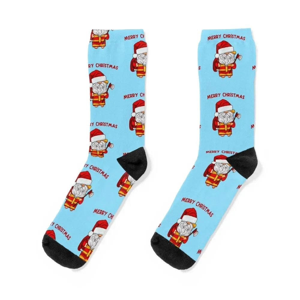 

Merry christmas firefighter Socks anime happy Antiskid soccer compression Ladies Socks Men's