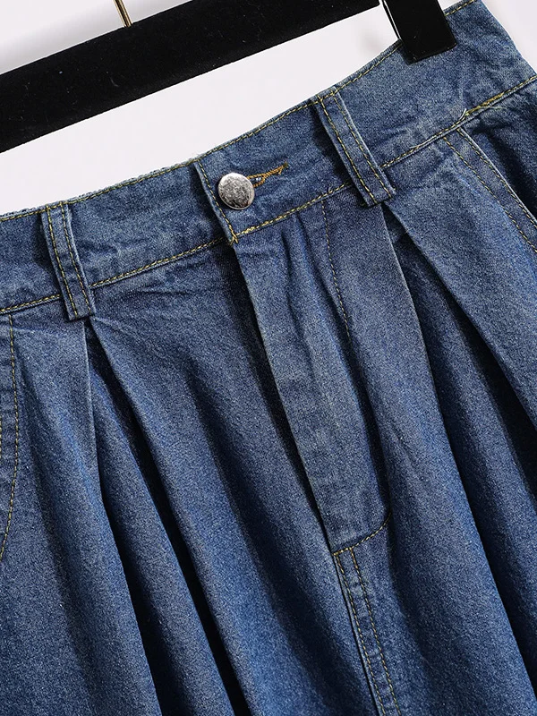 Jupe en jean mi-longue taille haute pour femmes, grande taille, amincissante, polyvalente, ligne a, pour les déplacements artistiques réguliers, nouvelle collection printemps 2025