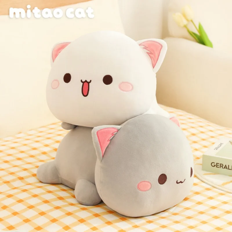 Original Mitao Cat Plush Doll Cute Cartoon Lying Cat Soft Stuffed Toys Sleeping Hug Pillow Cushion Home Ornament Birthday Gift