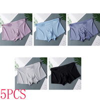 5 Pcs/Lot Men's Sexy Underpants Seamless Boxer Briefs Ice Silk  Shorts Underwear Male Ultra-thin Breathable Panties