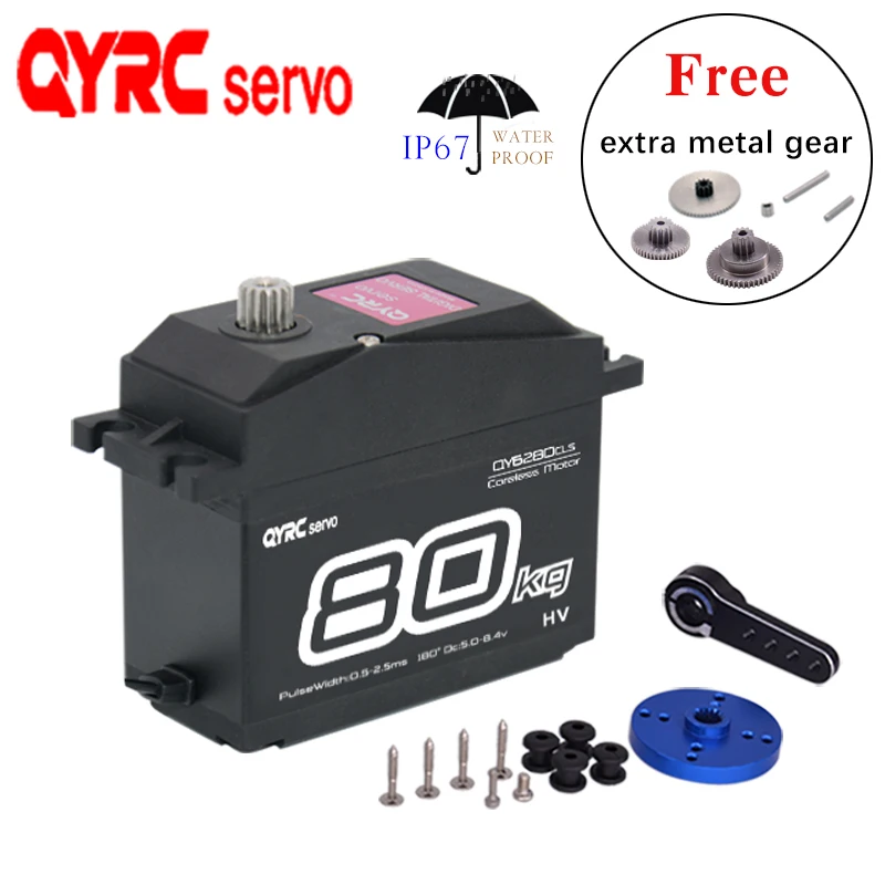 

Large Torque Digital Servo 80kg With 15T Arm Metal Gear High Speed For 1:5 Traxxas Baja Servos Big RC Car Boat Truck Model Motor