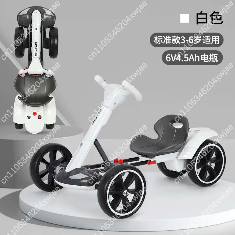 Foldable Kids Electric Go Kart Four Wheel Ride On Toy No Assembly Required Portable Vehicle For 2-6 Years Old Boys Girls Play