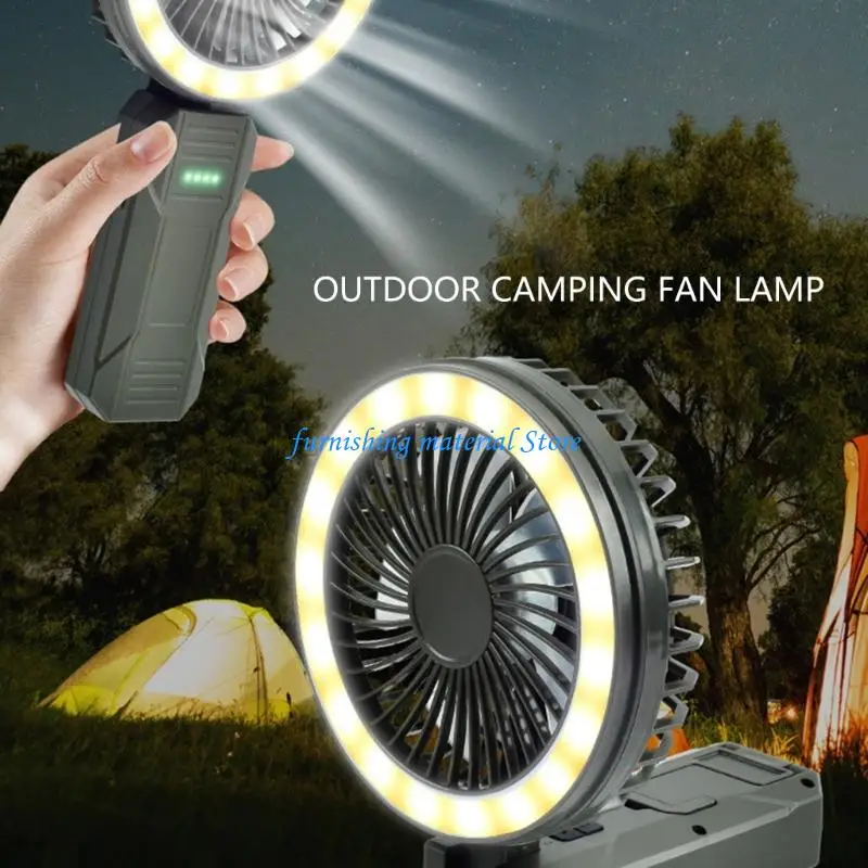 Y5GD Portable Rechargeable Camping Fan Light 4 Speed Adjustable Portable Cooling Fan for Outdoor Camping Accessories
