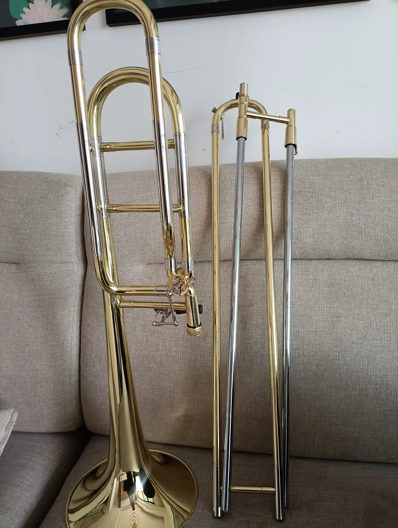 Professional tenor trombone NSL-600 B flat Turn F Transposition trombone Lacquer gold Brass with mouthpiece Accessorie