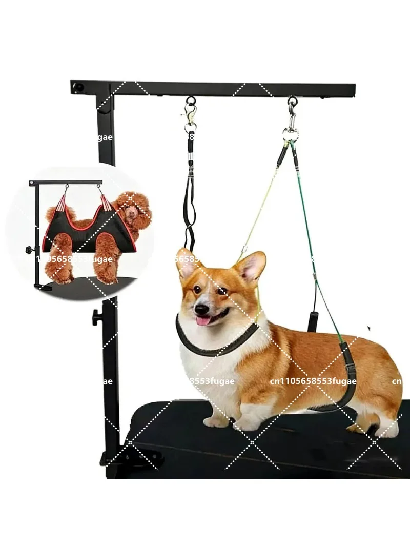 Pet grooming arm, dog grooming bracket, retractable height adjustable, lifting and folding, black wrought iron frame
