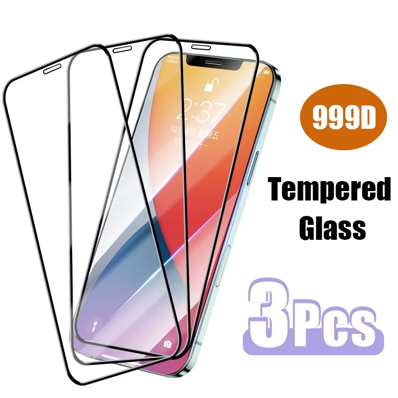 Funda completa de vidrio templado para iPhone, Protector de pantalla para iPhone 7 Plus 6 6s 8X10, 11 XR XS Max 12 Pro Mini SE 2020, 3 unidades