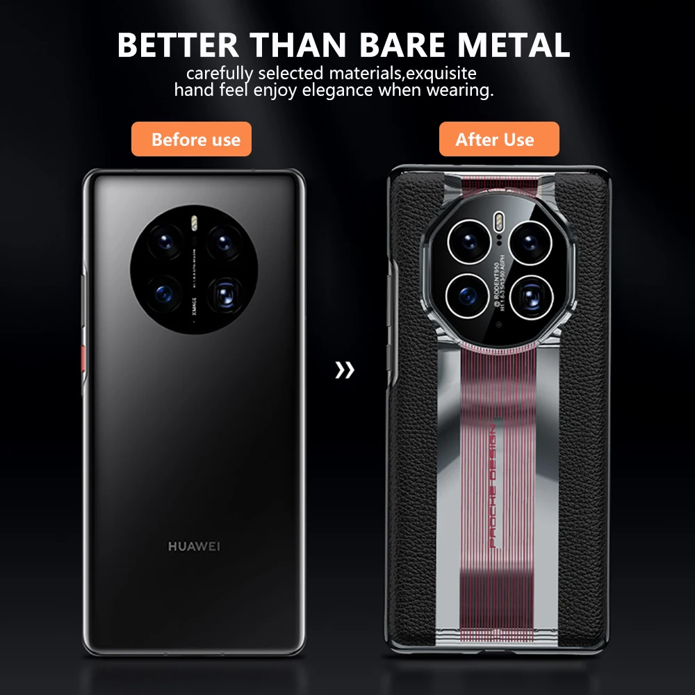 Genuine Plating Leather Case for Huawei Mate 50 Pro Original Luxury 100% Natural leather Protection Hard Cover For Mate50 Capa