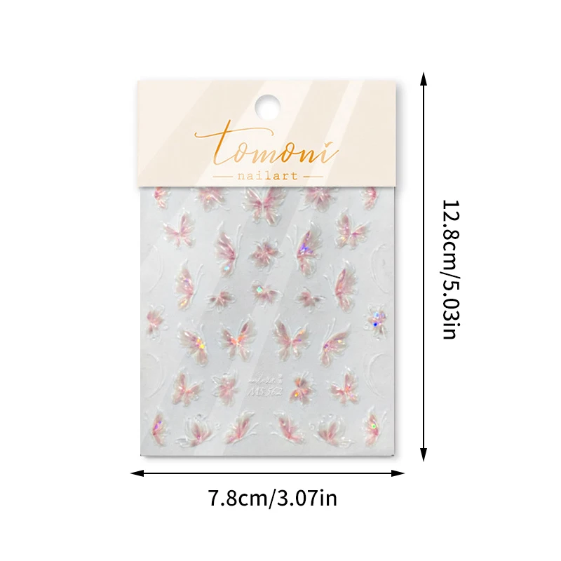 Borboleta Aurora Shape Nail Sticker, Enhancement Adesivo, realista estereoscópico para Nail Salon, DIY