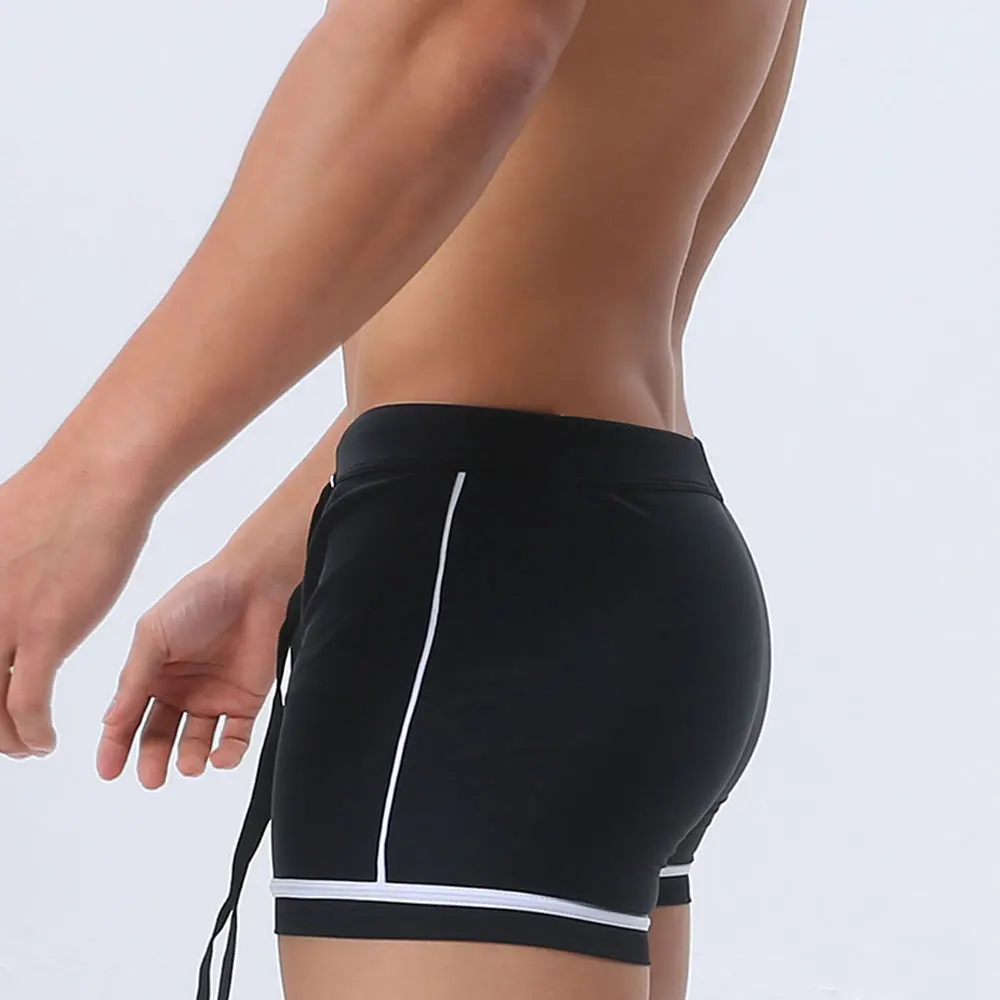 Mens Stylish Boxer Swim Shorts Sexy 3D Pouch Design Solid Contrast Trim Elastic Waist Quick Dry Swim Trunks For Men image 6