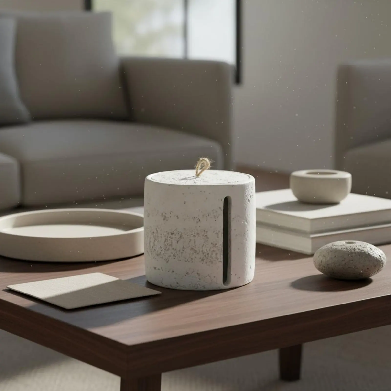 

Travertine Design Tissue Canister Minimalist Design Desktop Paper Roll Dispenser Cylindrical Tissue Box Handmade for Living Room