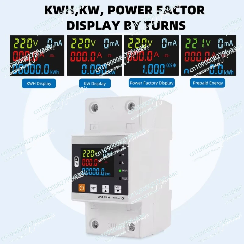 63A 80AWiFi สมาร์ทรั่ว Overvolt Protector รีเลย์ Circuit Breaker จับเวลาพลังงาน KWh