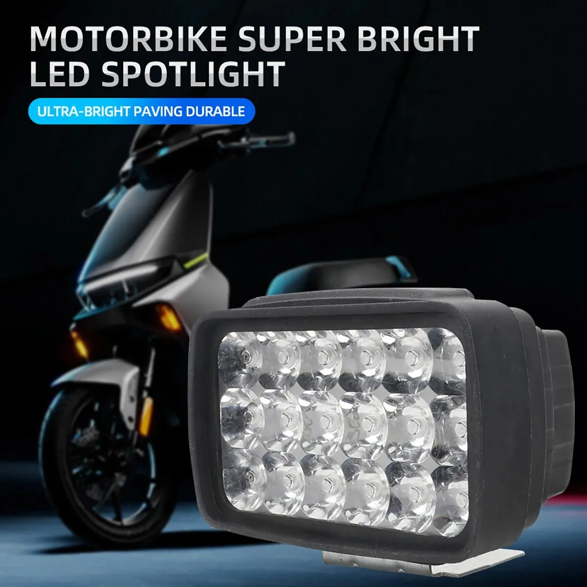 18 LED Super Bright Motorcycle Headlight Moto Auxiliary Lamp 6000K White Motorbike Scooter Front Worklight Fog Lamp